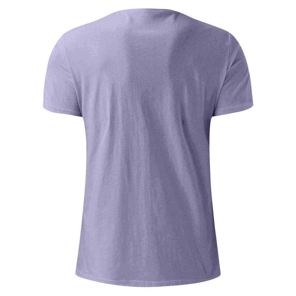 Men's Summer Solid Color V-Neck Loose Pocket Short Sleeve Top