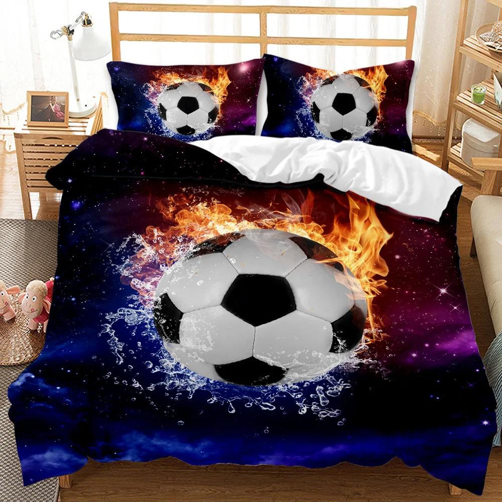 Sports 3D Football Bedding Collection And Pillow Case Double Size Household Textile Product Decoration Teenager Room Soccer Duvet Cover