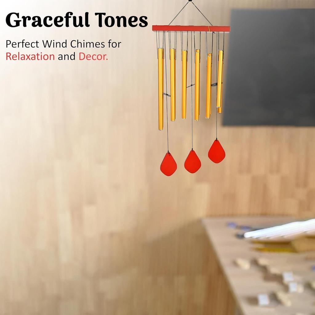 Blissful Golden Wind Chimes for Bedroom & Living Room – Tranquil Home Décor, Harmonizing Energy, Ideal Gift for Women, Men, Couples, Housewarming