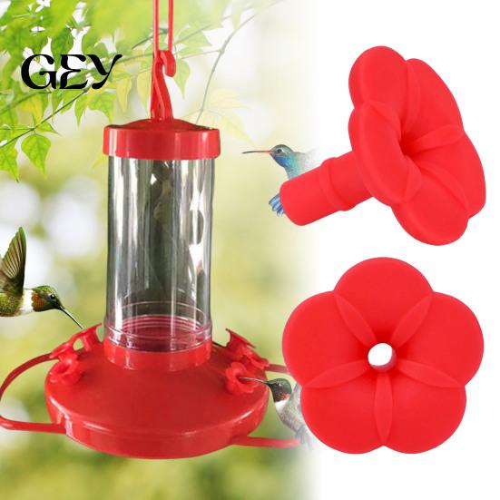 Durable Hummingbird Feeder Component 4PCS Replacement Parts, Simulated Red Flowers Shape, Universal Silicone Parts Fit Waterproof Bird Accessories,