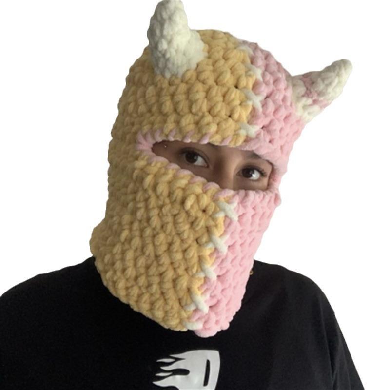 Pure Hand Knitted Skull Funny Polygonal Hat Balaclava Adult Hat