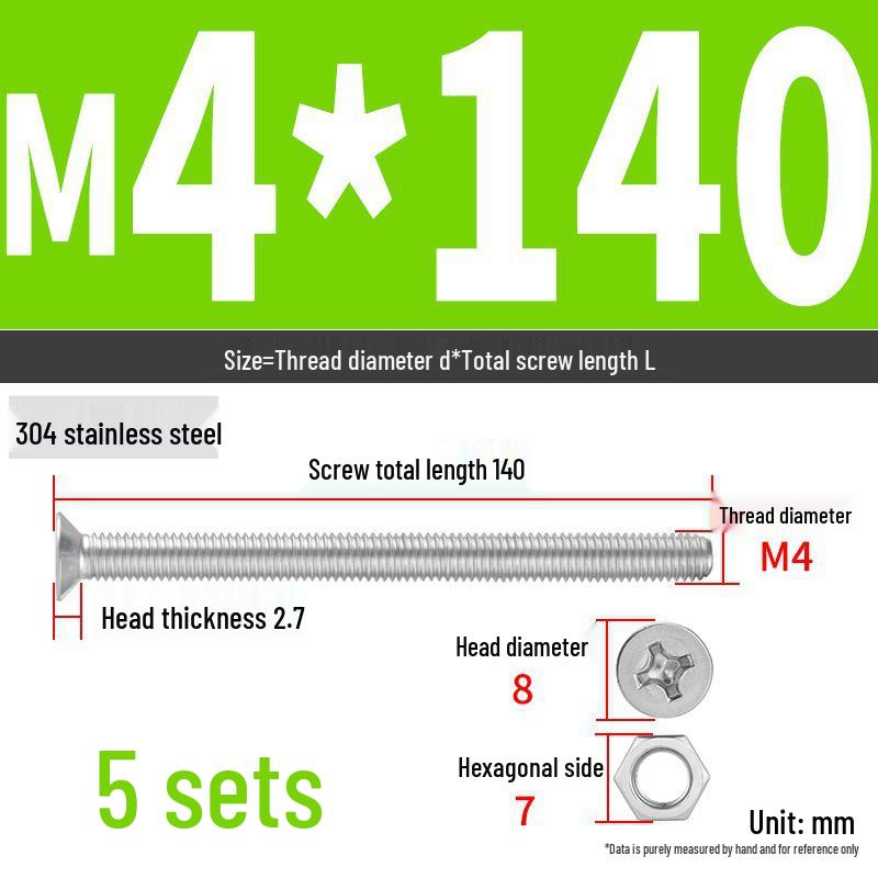 Набор Extra Long Phillips Flat Head Винтов и Гаек из Нержавеющей Стали 304 (2М, 3М, 4М)