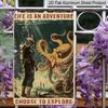 2D Flat, 1pc Octopus Vintage Aluminum Sign Life Is An Adventure Choose To Explore Diver Octopus Metal Sign for Home Living Room, Bedroom Office Hotel