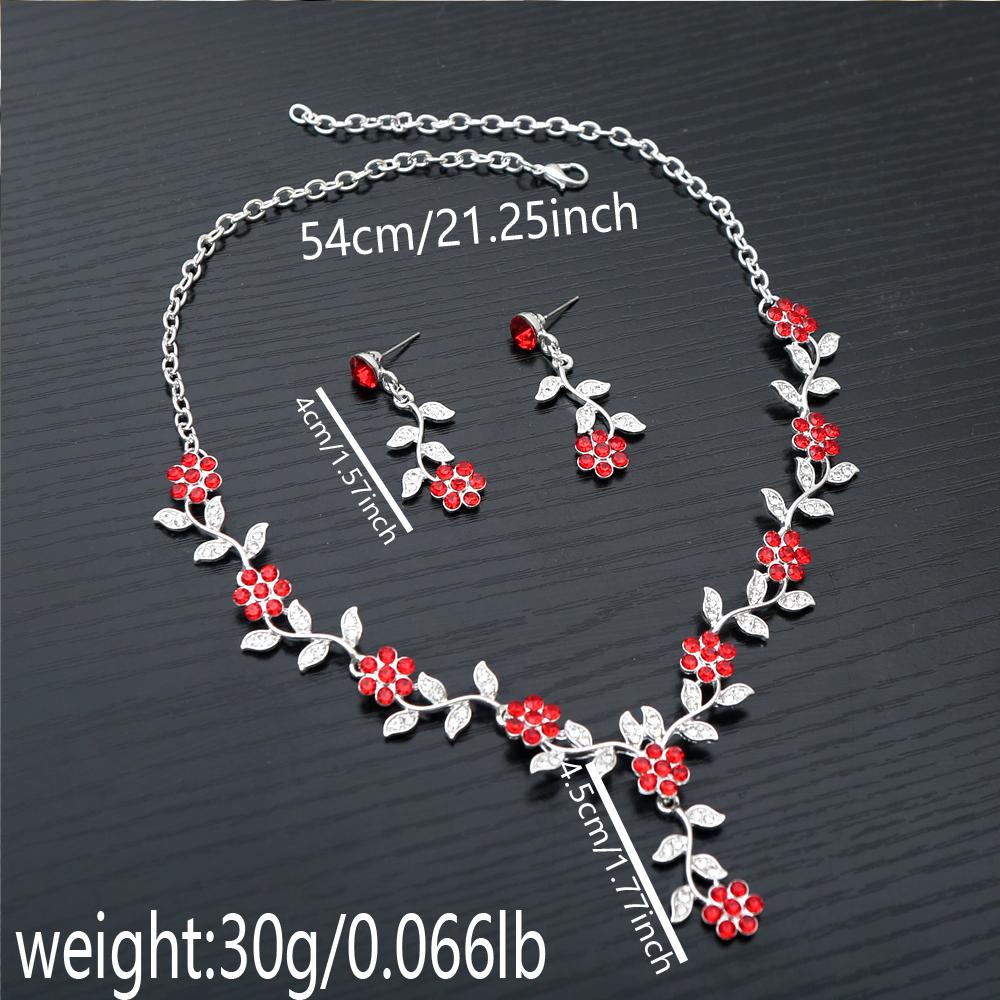 Exquisite Fashion Rhinestone Bride Zircon Sets Women Luxury Flower Choker Necklace Earrings Wedding Dress Bridal Necklace Sets