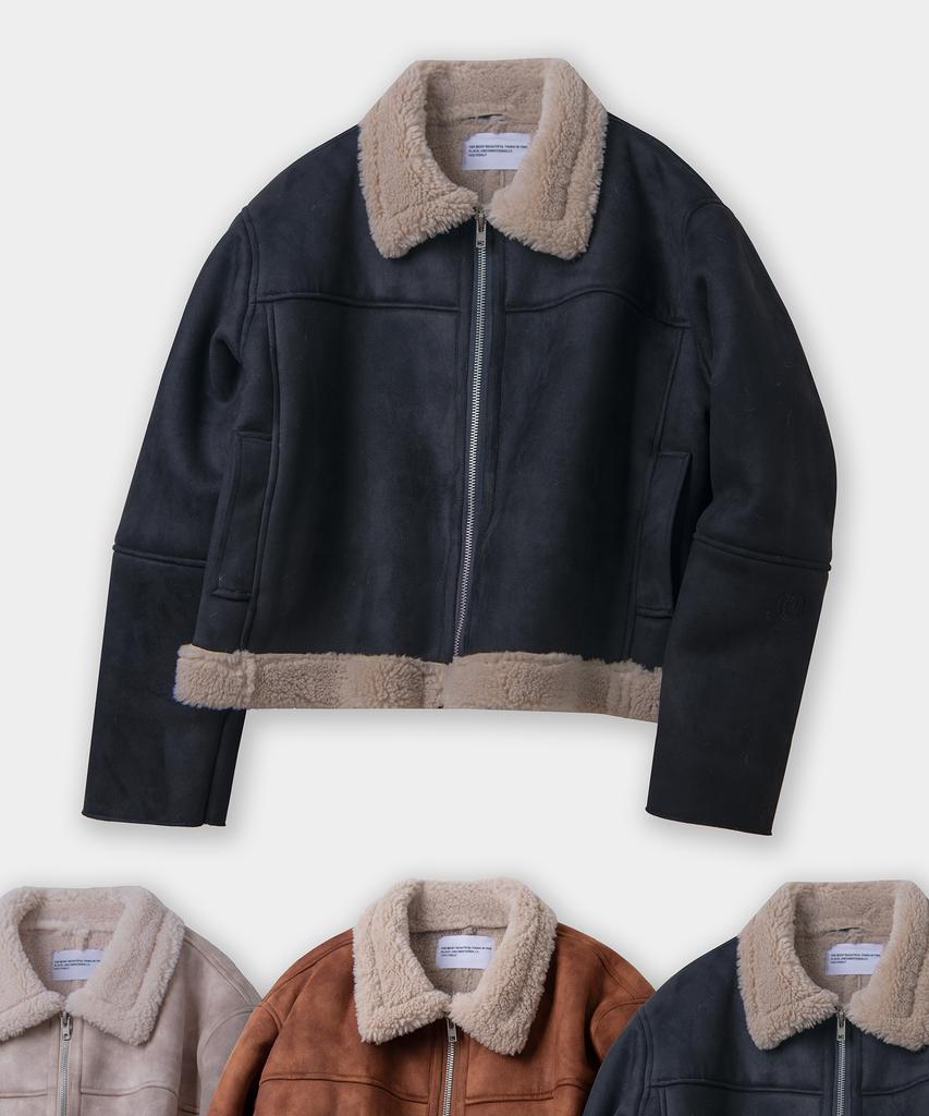 Куртка Place Studio Vintage Washed Minimal из замши и овчины_3 цвета