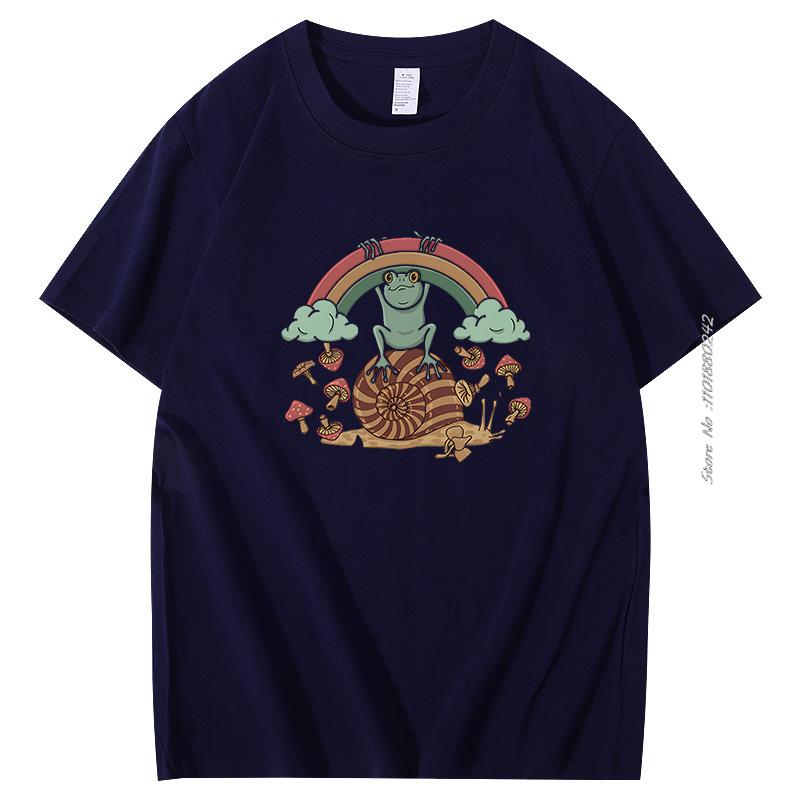 Cotton Print T Shirt Snail Frog And Rainbow Funny Graphic T Shirts Short Sleeve Tshirts Summer Harajuku Streetwear Mens Clothes