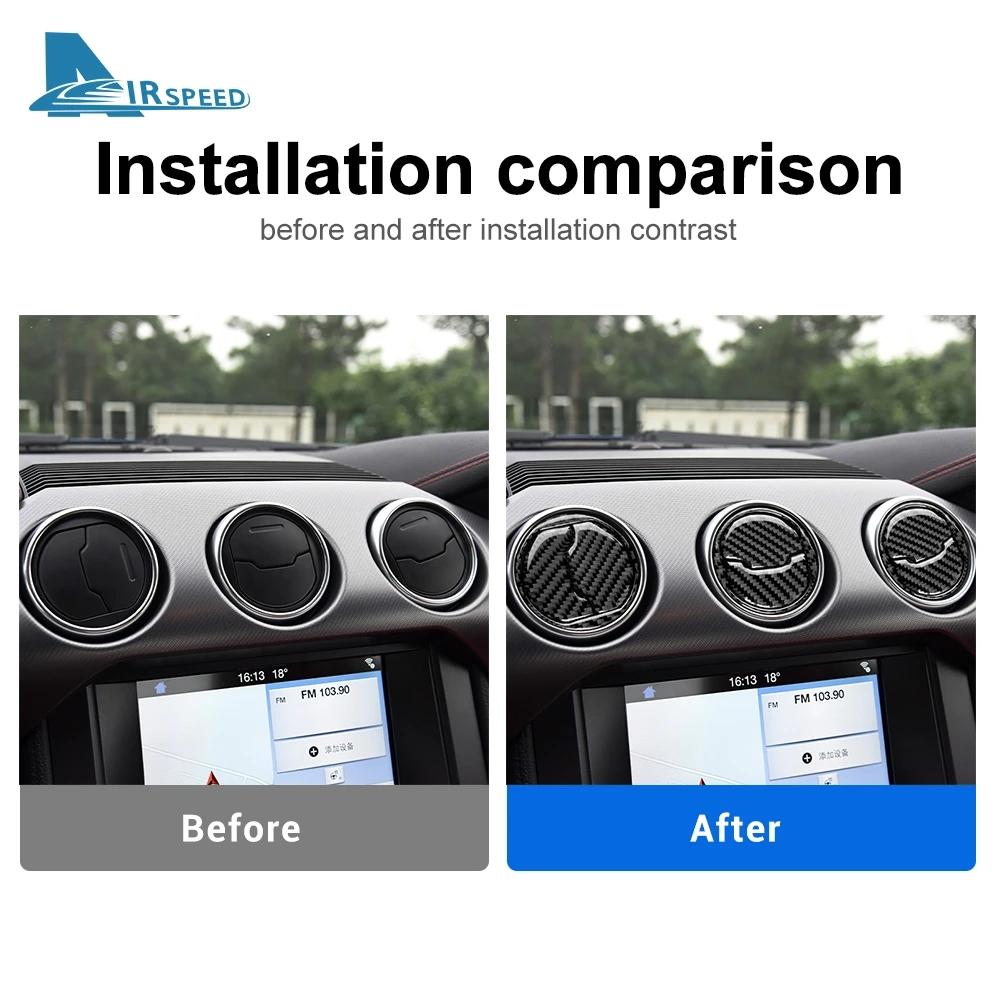 Автомобильная центральная вентиляционная решетка из углеродного волокна для Ford Mustang 2015-2022 Аксессуары Наклейка на рамку кондиционера