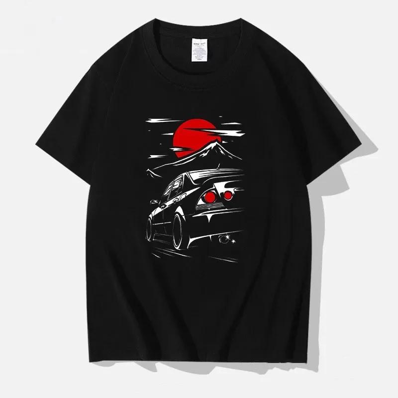 Японский стиль Машина Смешные футболки Мужские Спин-принт уличная одежда Оригинальный дизайн Большие топы футболки Свободные дышащие футболки