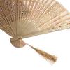 Fashion Wedding Hand Fragrant Party Carved Bamboo Folding Fan Chinese Wooden Fan