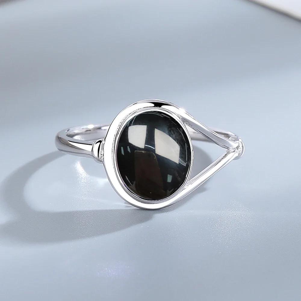 Кольца из стерлингового серебра 925 пробы с натуральными камнями Аметист Простое фиолетовое овальное кольцо 8*10 мм Изящные украшения Подарки для подруг Женщинам