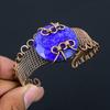 Lab-Created Blue Sapphire Gemstone Pure Copper Wire Wrapped Handmade Cuff/ Bangle Jewelry