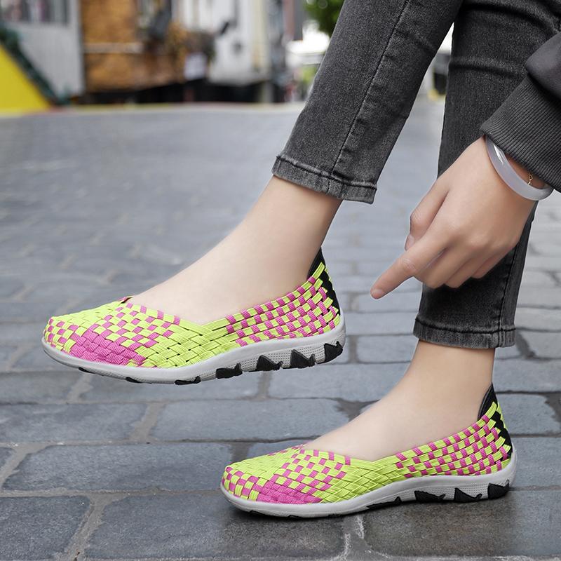 Summer Handmade Braid Beach Shoes Women Slip On Large Size Casual Espadrilles Breathable Sneakers Lazy Shoes