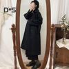 Fall Winter Women Overcoat Turn Down Collar Long Sleeve Single Breasted Pockets Loose Mid Length Solid Color Soft Warm Thick Lady Mid Calf Length Coat