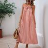 Women's Summer Halter Dress Bow Striped Loose Dress