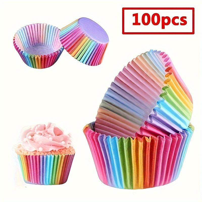 100pcs Rainbow Cupcake Liners Disposable Paper Baking Cups for Cupcakes Muffins and Desserts Kitchen Accessory and Party