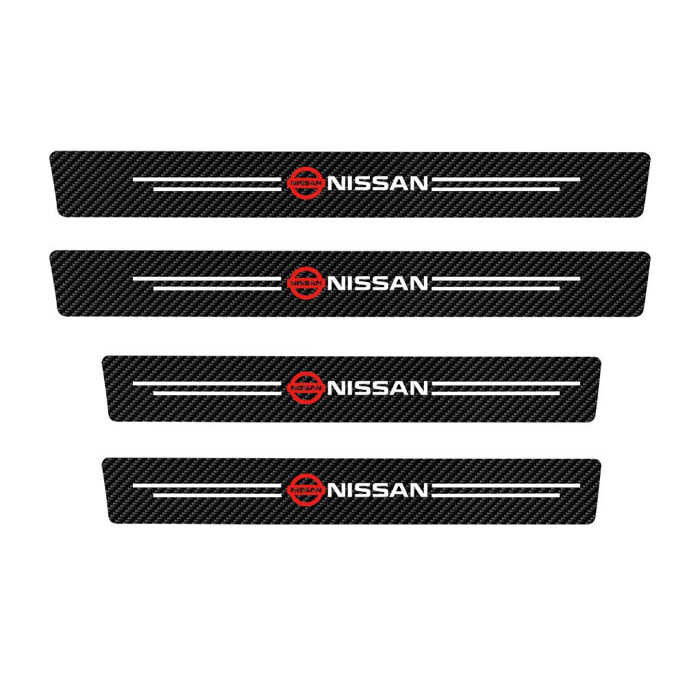 ASD1 Universal Leather Car Door Plate Sill Anti Scuff Protector Welcome Pedal Guard Sticker Center Cover For Nissan Juke Micra Leaf