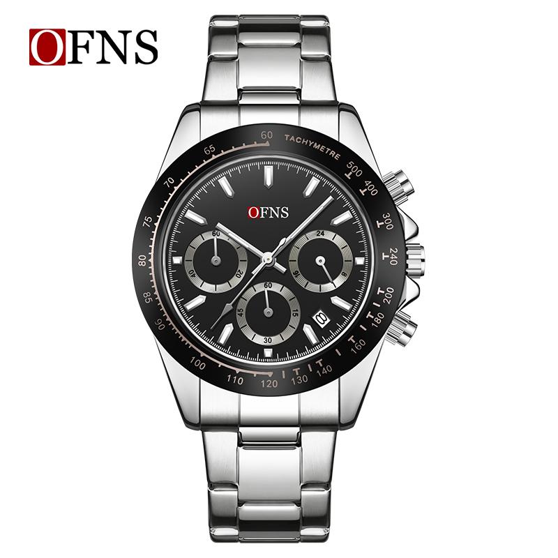 Роскошные мужские кварцевые часы, многофункциональные, три очка, шесть стрелок, хронограф, водонепроницаемые, ночник, мужские кварцевые часы