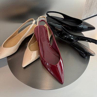 5.1 Новый продукт~ Корейская версия маленького сломанного каблука, остроносые сандалии на одном ремешке, летняя новинка 2025 года, тонкие туфли из овчины для ношения с юбкой