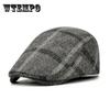 Мужчины Женщины Клетчатые береты Кепки Осенне-зимние шапки для среднего возраста Шляпы Boina Herringbone Newsboy Baker Boy Кепка Твидовая плоская кепка