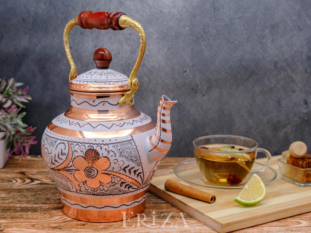 Медный чайник ручной работы для плиты 64 жидких унций