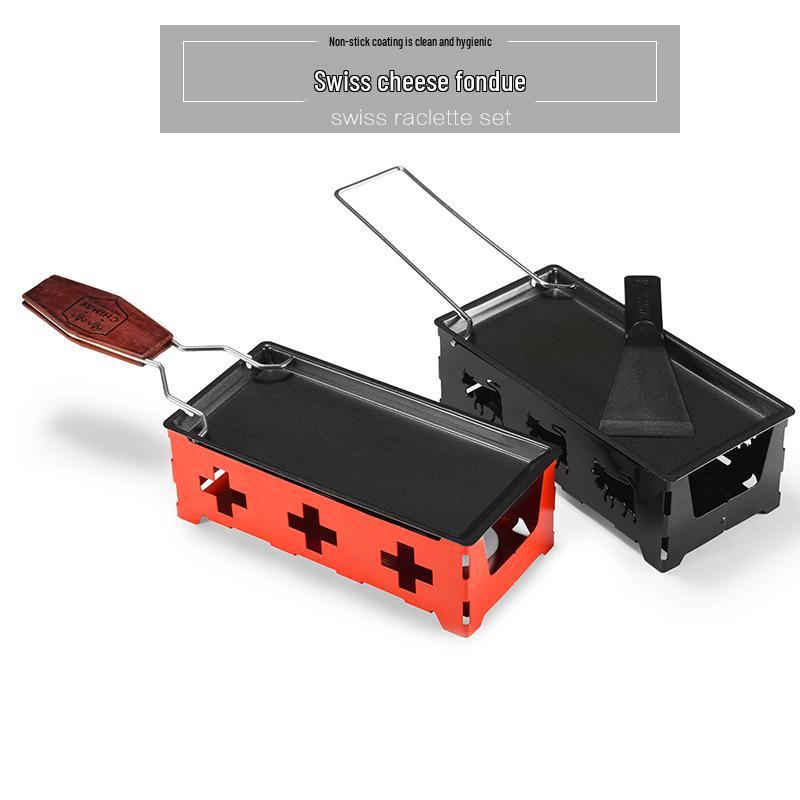 Swiss Cheese Fondue Set: Mini Non-Stick Baking Pan with Candle Holder