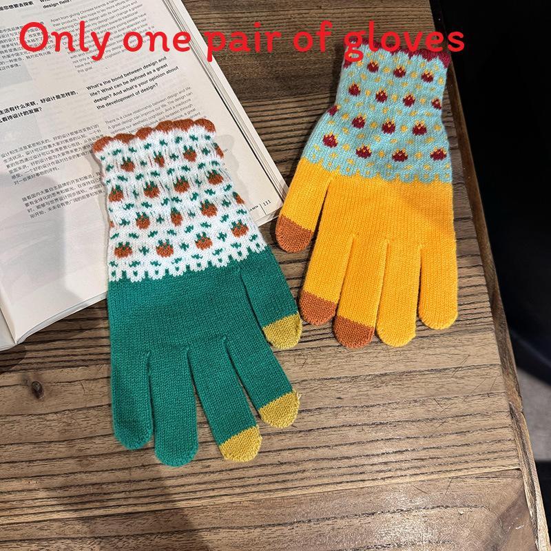 Теплые женские перчатки из смесовой шерсти с жаккардовым узором для зимней езды