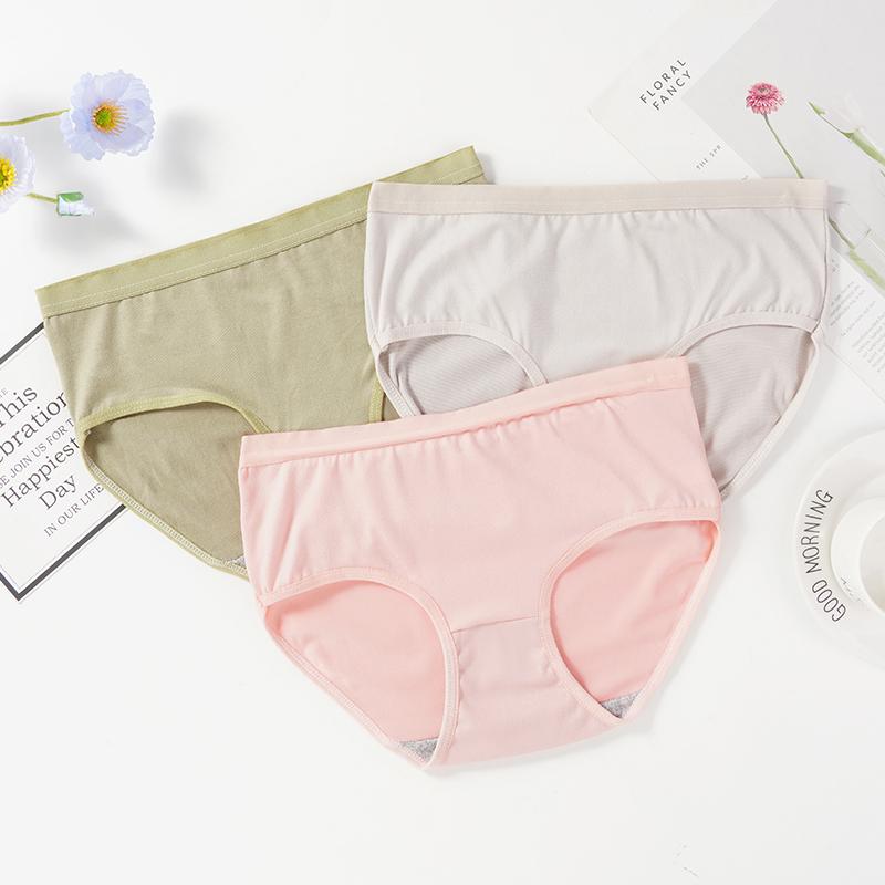 Женское нижнее белье Хлопковая ластовица Однотонное Простое Со средней посадкой Удобные Девичьи трусики