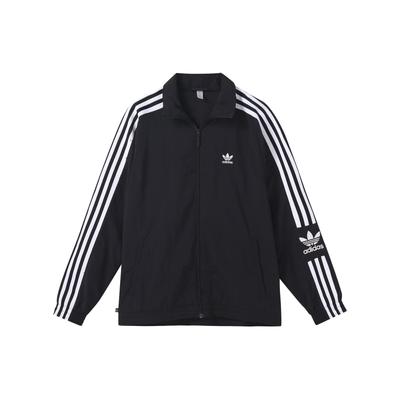 Оригинальная куртка с логотипом в виде трилистника, полосатая куртка с длинными рукавами и воротником-стойкой, женская куртка, черная IB7443