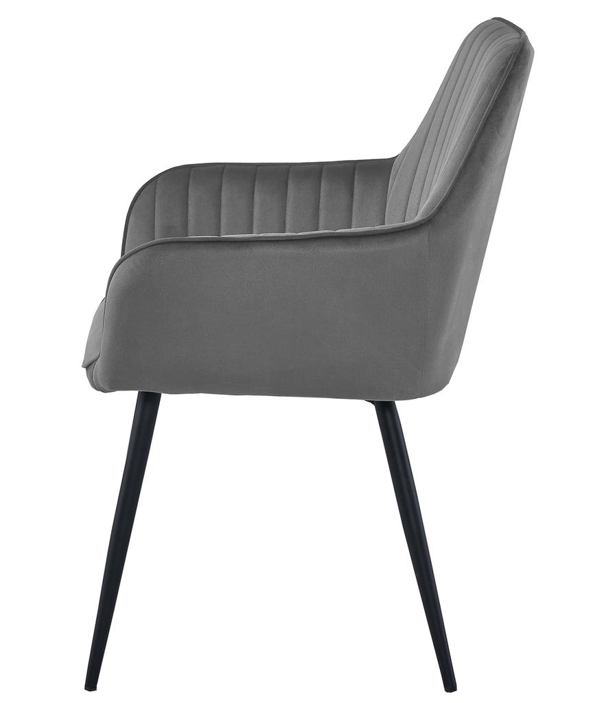SOLDEN chair - dark gray velvet / black legs x 2