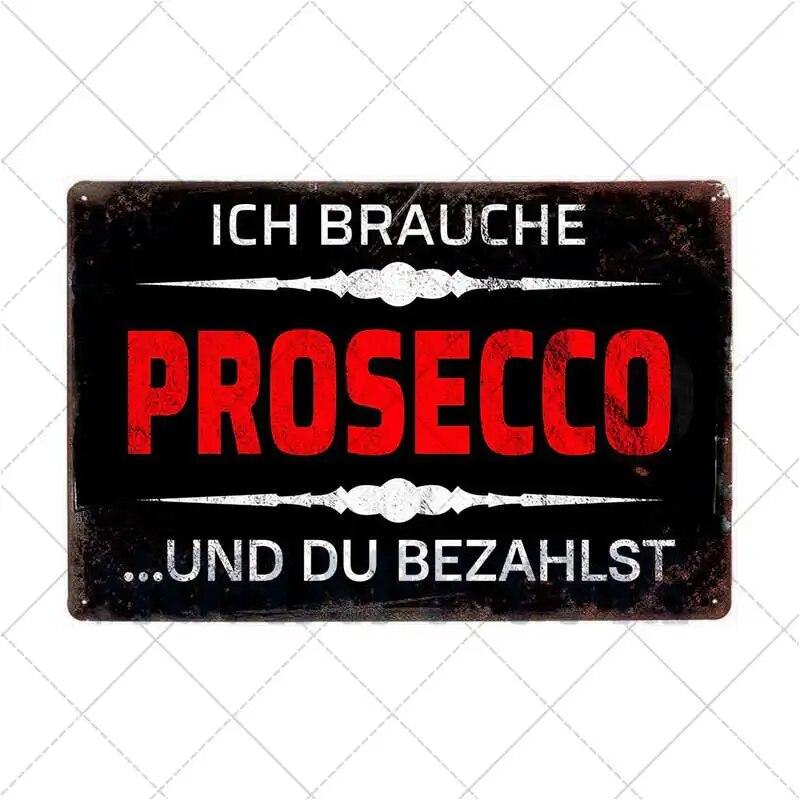 Prosecco O'Clock Metal Tin Signs Plates Cocktails Vintage Plaque Posters Pub Bar Art Wall Decoration Retro Home Decor 20x30cm