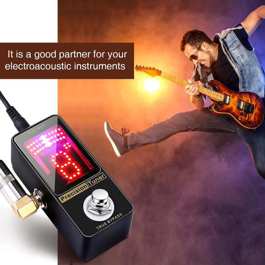 Precision Chromatic Tuner Pedal Large LED Display Full Metal Shell with True Bypass for
