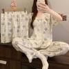 Lace Crew Neck Cute Balloon Elephant Cloud Cotton Pajamas Women'S Summer Short Sleeve Loungewear Three-Piece Set