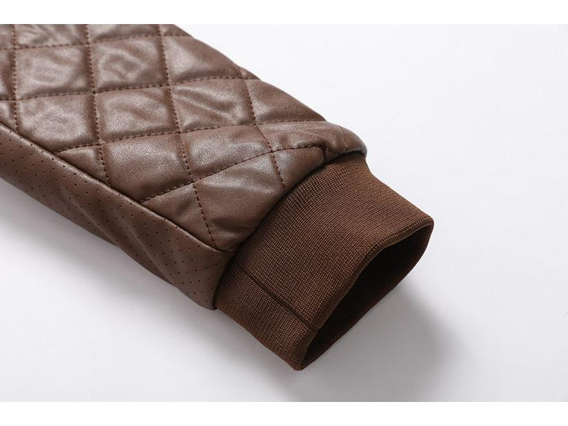 Мужская черная кожаная куртка с воротником-стойкой, на молнии, с прорезными карманами и прямым низом для осенне-зимней повседневной носки