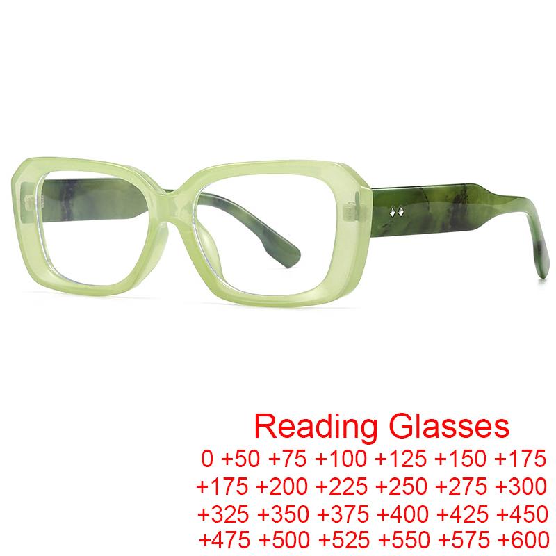 Elegant Green Fashion Reading Glasses Women Luxury Brand Square Blue Light Filter Optical Eyeglasses Anti Radiation Goggles