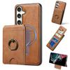 For Samsung Galaxy S24 Magnetic Case PC+PU Phone Back Cover with Detachable Card Holder