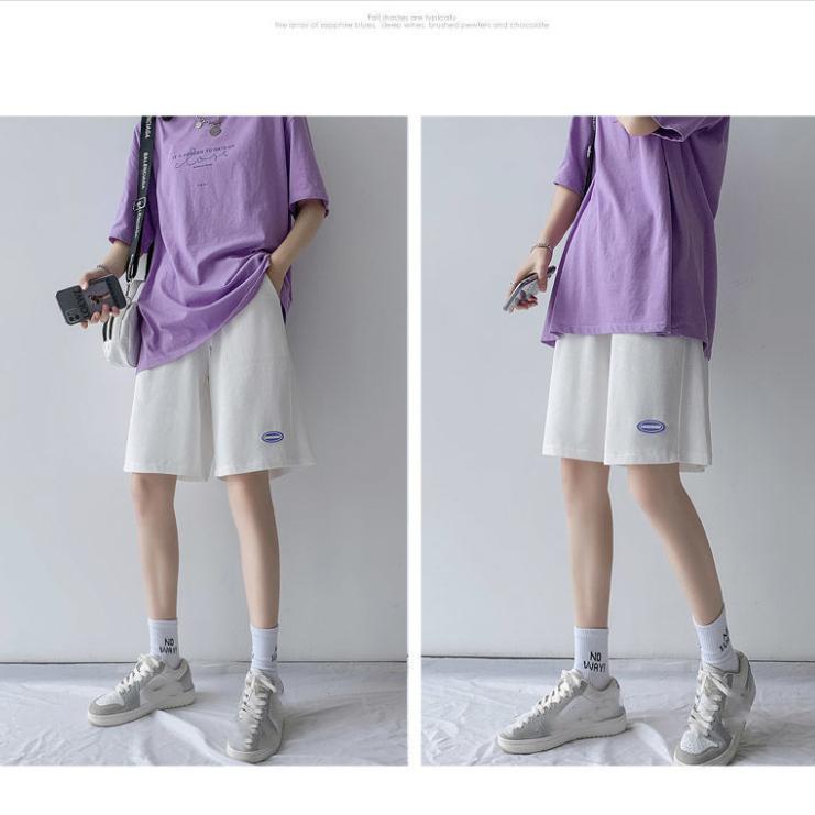 Женские спортивные шорты, летние черные свободные прямые повседневные брюки в корейском стиле с пятью точками