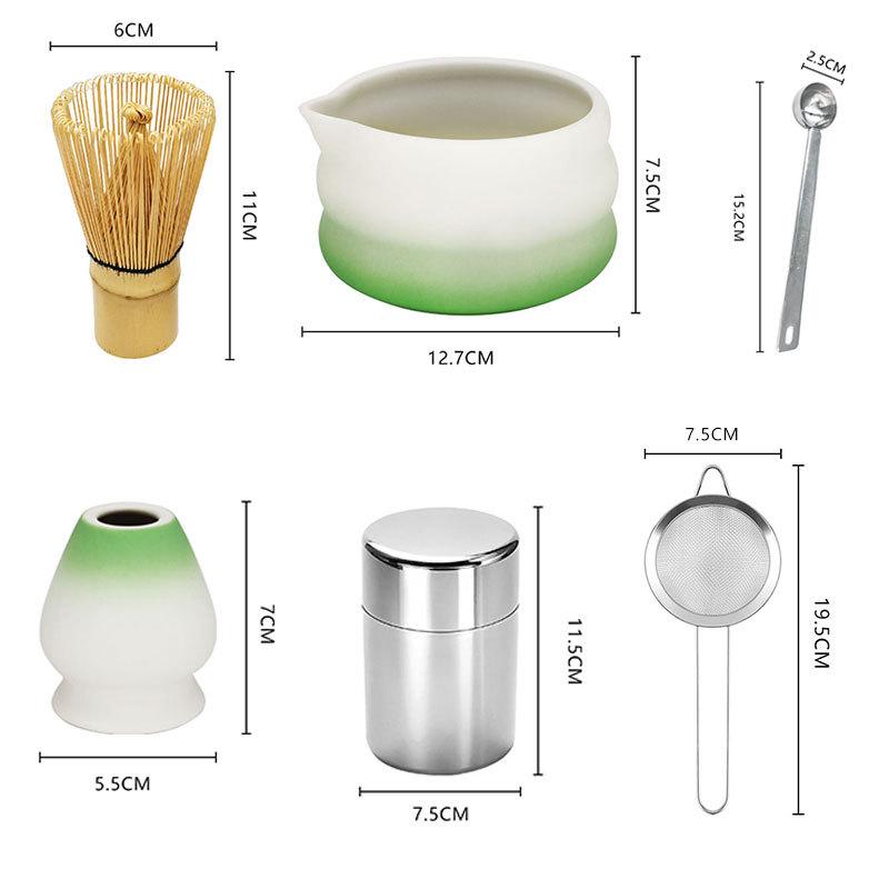6-Piece Ceramic Matcha Tea Set: Japanese Bowl, Tea Whisk, and Gift Box