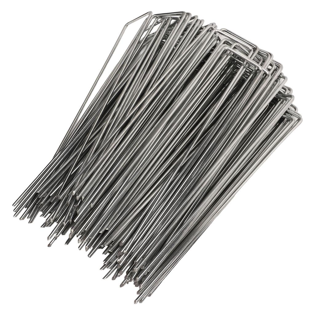 100 шт. U-образных садовых колышков из оцинкованной стали, штифты для ландшафтных колышков для барьера от сорняков, дерновая ткань