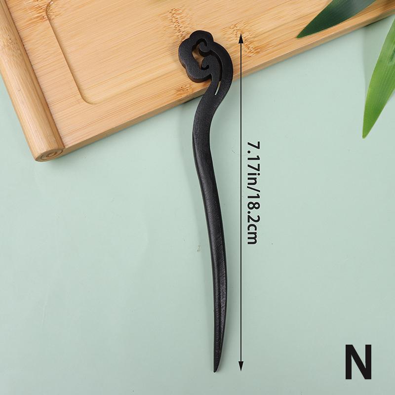 Традиционные деревянные черные палочки для волос в китайском стиле, заколки для волос, резная деревянная вилка для волос, винтажные палочки для еды, головные уборы для женщин, ювелирные изделия