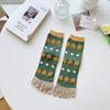 2 Pairs Five Finger Women Animals Cartoon Print Japanese Cute Socks Casual Plaid Floral Vintage Female Sock