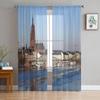 Old Historic Bridge Eiserner Steg In Frankfurt Am Main Germany Sheer Curtains for Room Bedroom Window Voiles Tulle Curtain