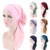 Stylish Headscarf Foldable Imitation Silk Lacing Up Head Wrap