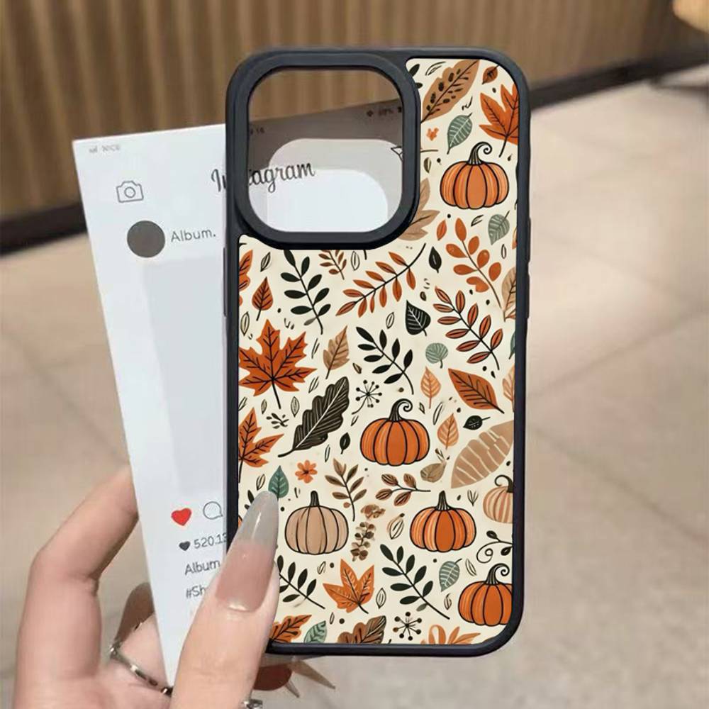 Осенние Листья Тыква Для iphone 11 12 13 14 15 Pro Max 17 16 Plus Жесткий PC+TPU Задняя Крышка