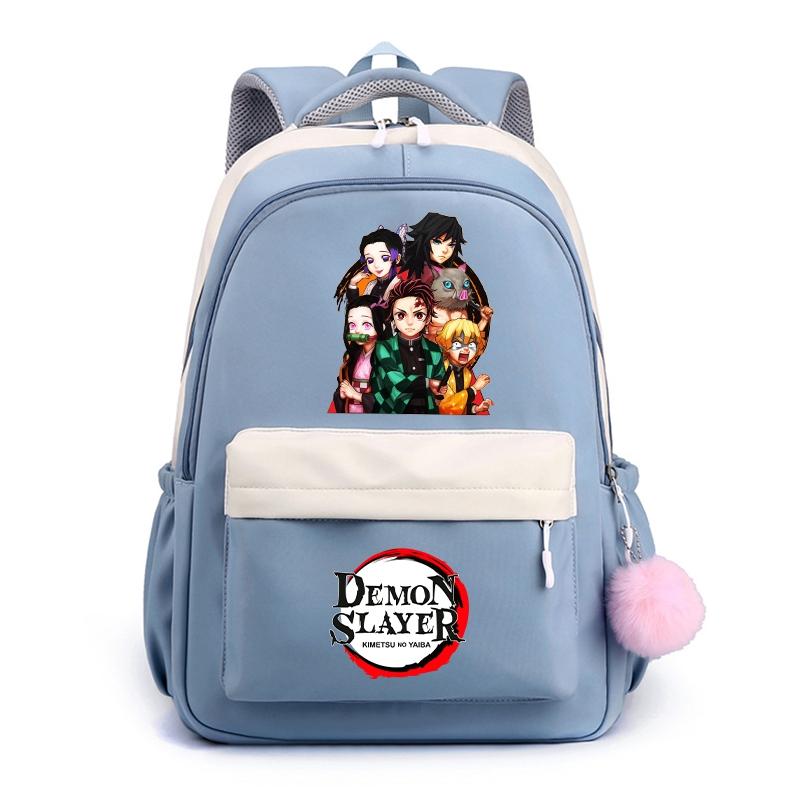 Аниме Demon Slayer, нейлоновый милый мягкий рюкзак, повседневная сумка для книг, школьная сумка для девочек, мальчиков, мужчин и женщин, дорожная сумка для отдыха Mochila