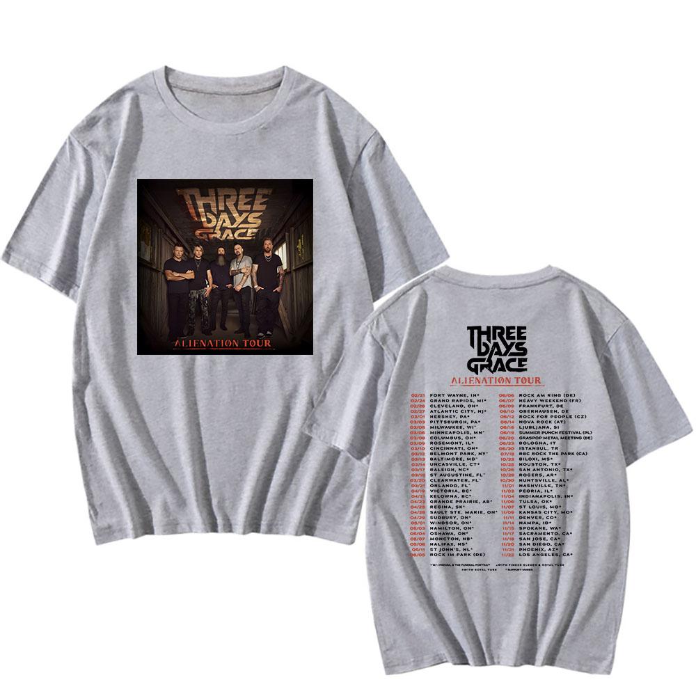 Three Days Grace Футболка с логотипом тура Alienation Tour 2026 Унисекс Уличная одежда Рок-группа Тяжелый Ментальный Футболки Хлопок Короткий рукав Мужские Футболки