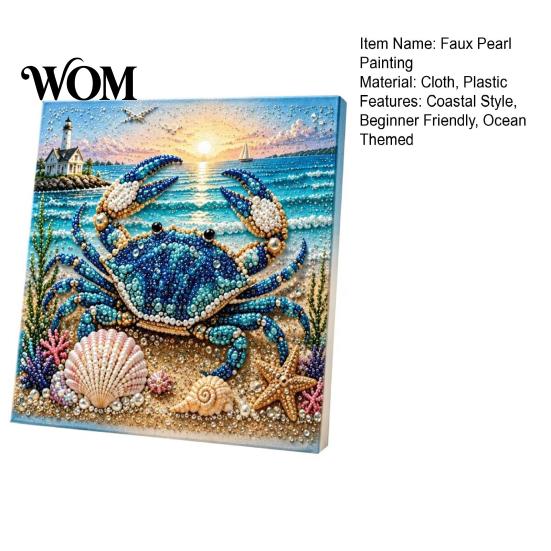 Relaxing Weekend Creative Project Ocean Faux Pearl Painting Kit, Marine Life 3D Art DIY Handmade Wall Supplies Sea Turtle Fish Picture Craft