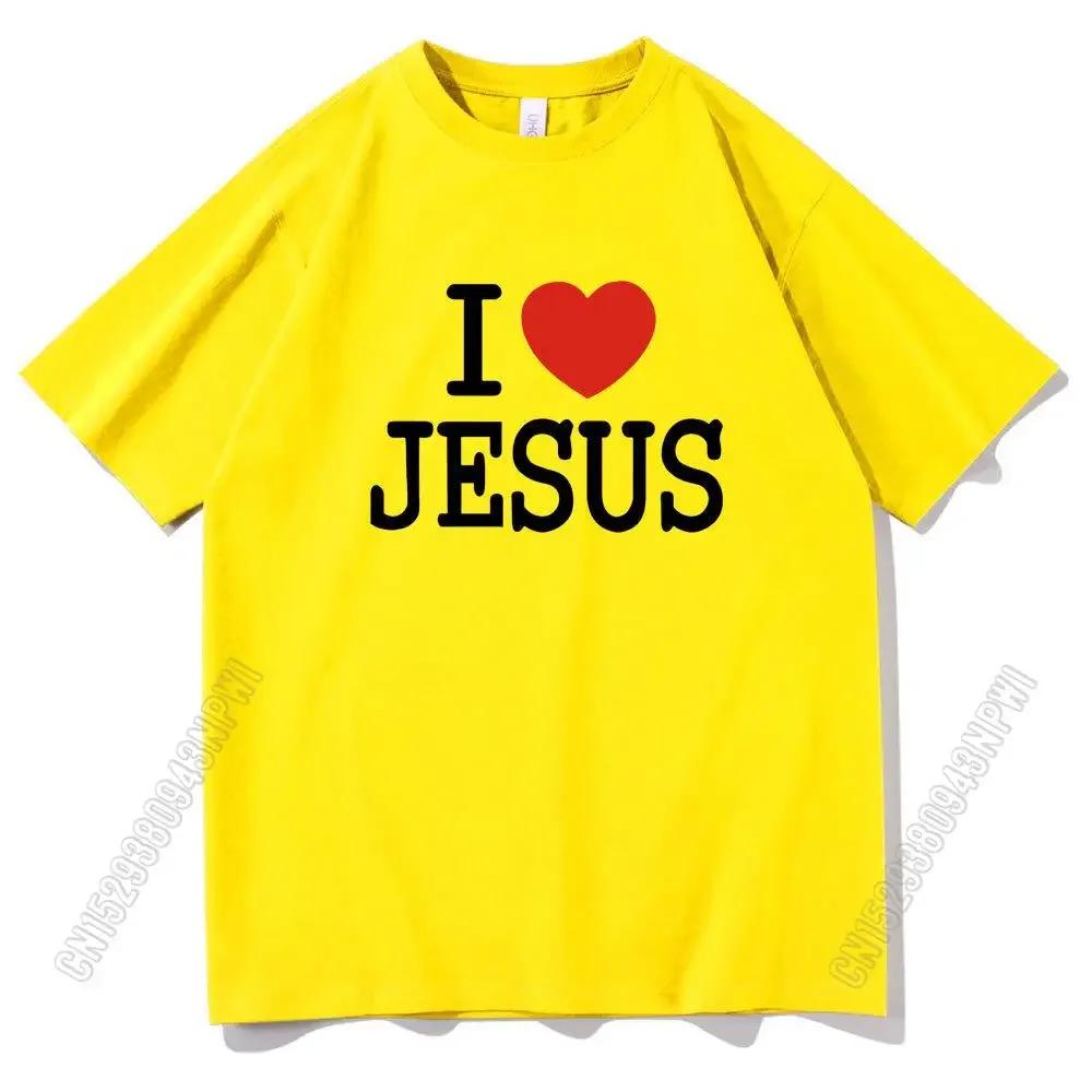 Футболка с принтом шрифта I Love Jesus большого размера для пар, корейский тренд, не садится, женская футболка унисекс, женская футболка Harajuku, унисекс