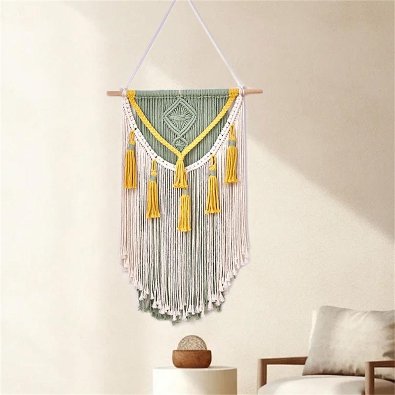 Colorful Handwoven Cotton Rope Tassels Wall Hanging Tapestry for Home Decoration Living Room or Bedroom Wall Pendant