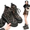 SyfIyno новые модные женские ботинки с принтом на шнуровке, с круглым носком и толстой подошвой, короткие ботинки больших размеров 35-42