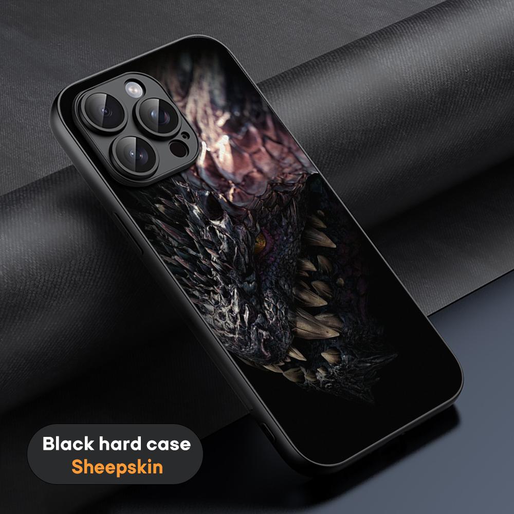 Крутой дизайн логотипа Monster Hunter ins Чехол для телефона Для iPhone 16 15 14 13 12 11 Plus Pro Max Ограниченный Черный жесткий чехол Овчина